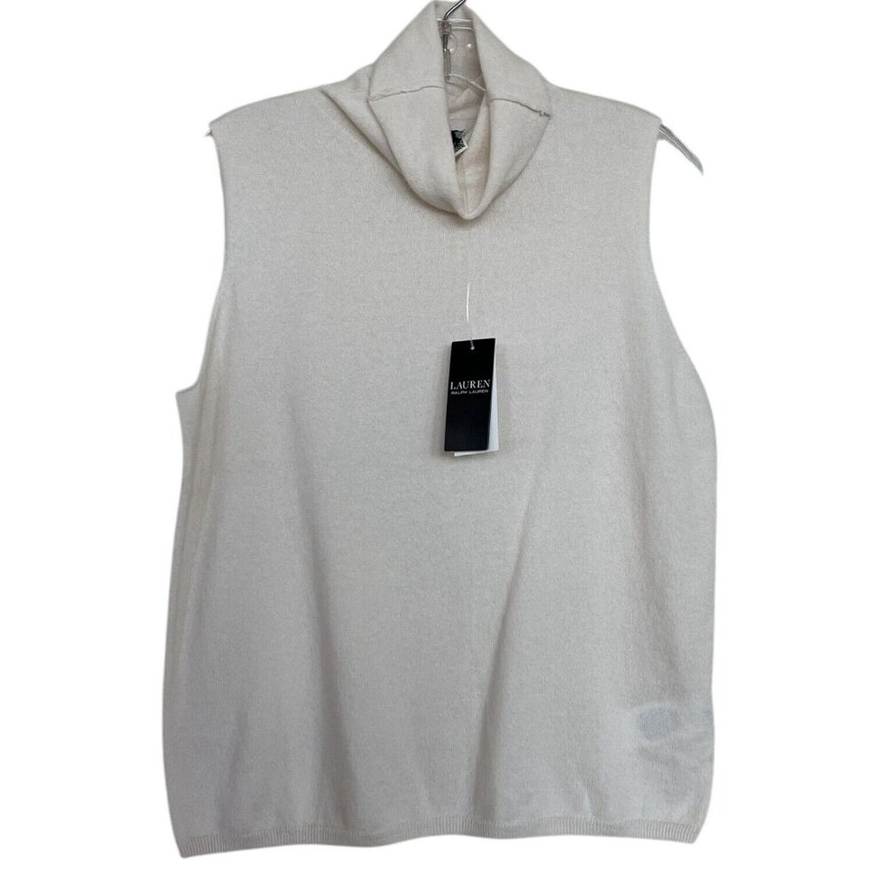 RALPH LAUREN Black Label Cashmere Sweater Women’s Size XL Beige Turtleneck $295